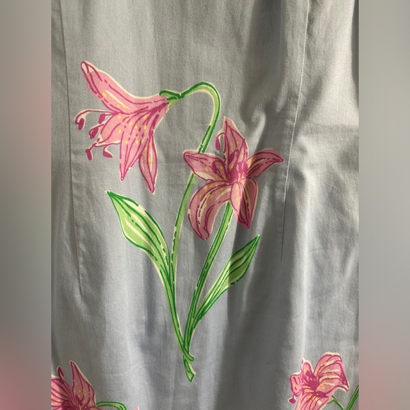 Y2K Lilly Pulitzer Sheath Dress Halter Sleeveless Lavender Blue Floral Sz 4 - Picture 3 of 3